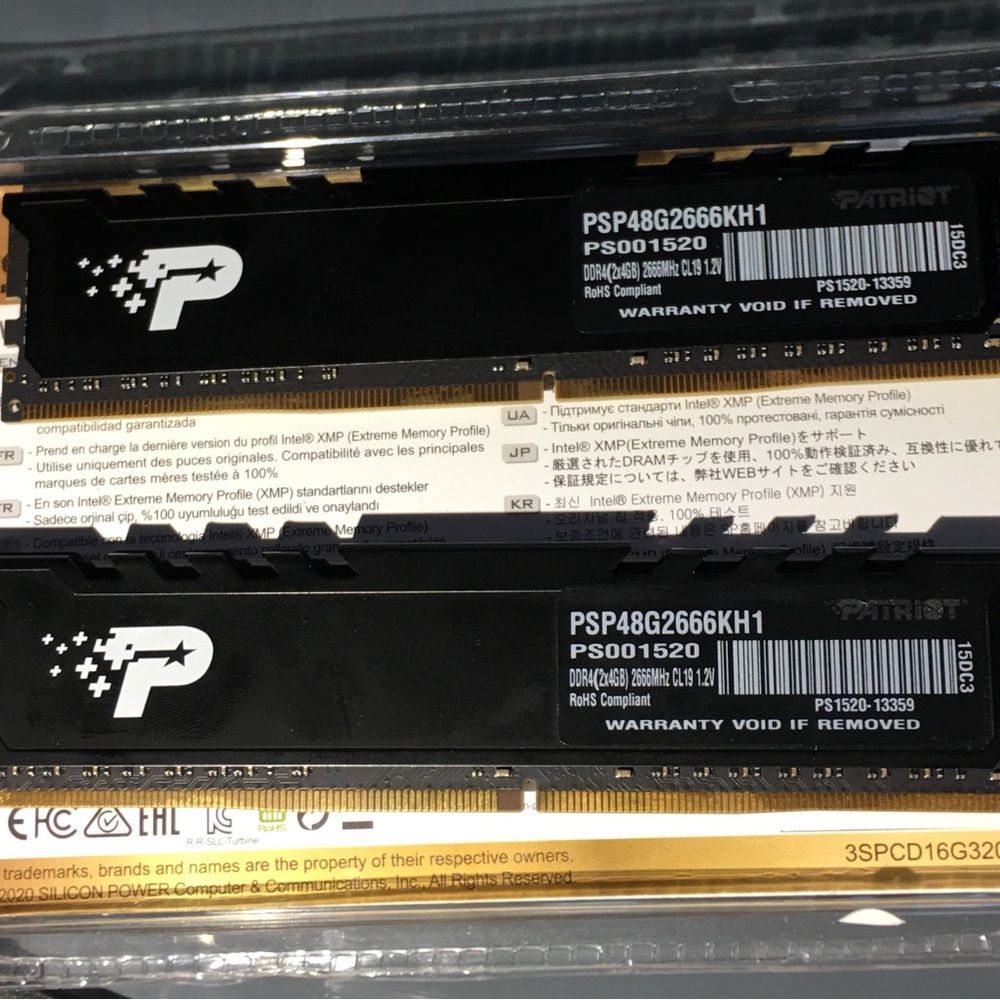 Patriot DDR (2x4GB) 2666MHz Cl19 1.2v